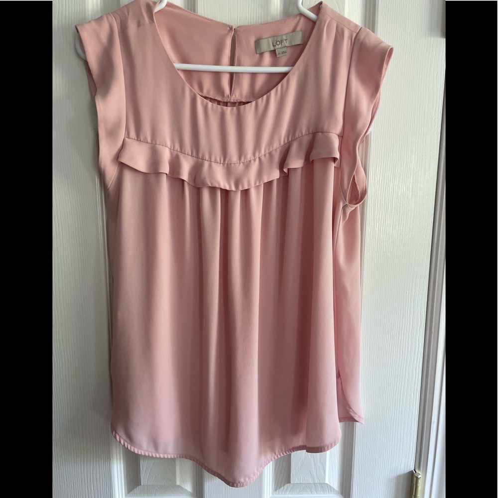 LOFT cap sleeve pink blouse size M